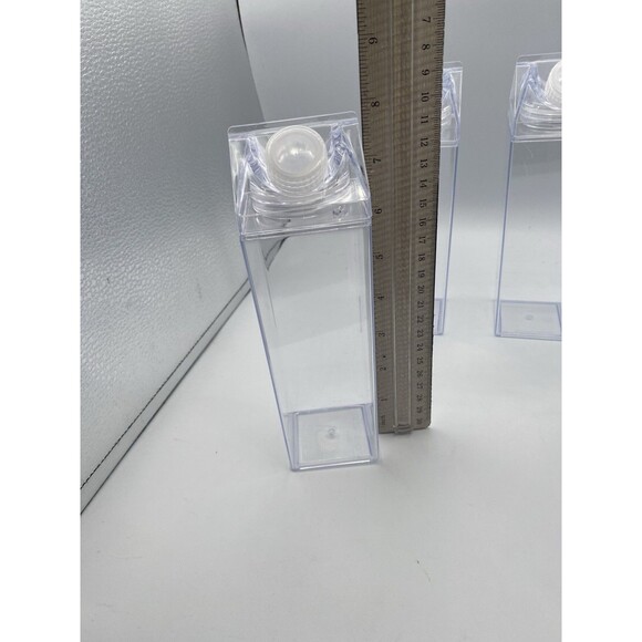 4 Pieces Clear Milk Carton Water Juice Bottles 17oz Capacity  Sealed Lid Square - Picture 3 of 4